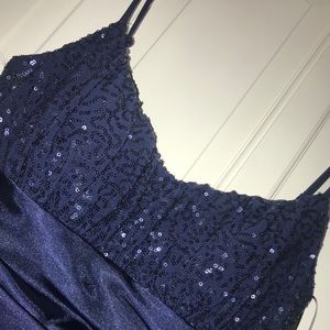 Navy blue knee length formal dress